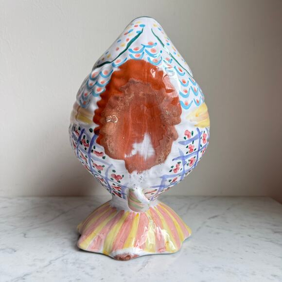 Whimsical Colorful Fish Planter Ceramic Pottery 12" Hand Painted - Picture 9 of 10